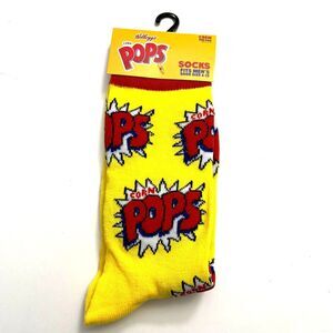 Odd Sox Unisex Kelloggs Corn Pops Breakfast Cereal Novelty Crew Socks Yellow Red